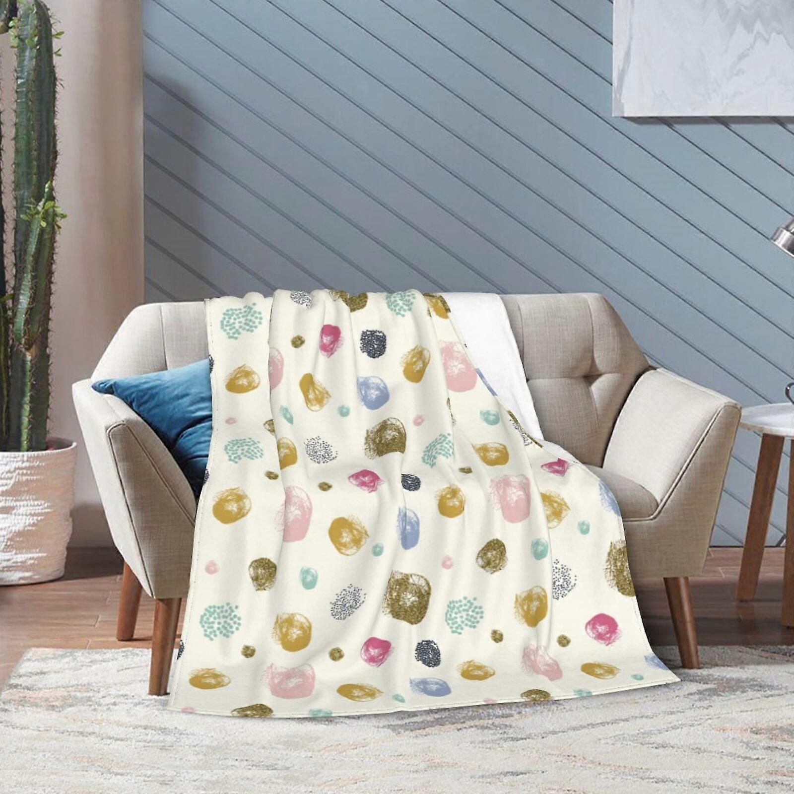 Colorful Polka Dot Pattern Throw Blanket for Couch Bed Travel Sofa All Seasons Flannel Blankets Soft Durable Lightweight 40 x 30 inches