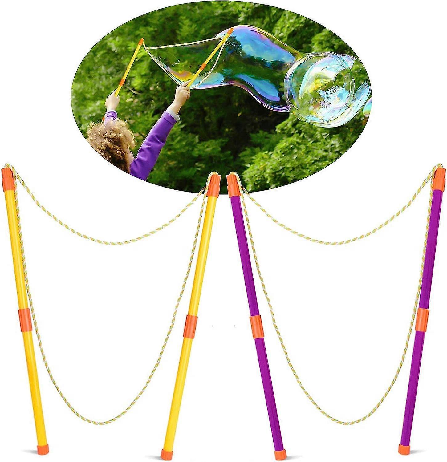 2 Paare mit riesigem Seifenblasenstab, riesigen Seifenblasen, Spielzeugblase, mit Teleskopdesign (gelb lila)