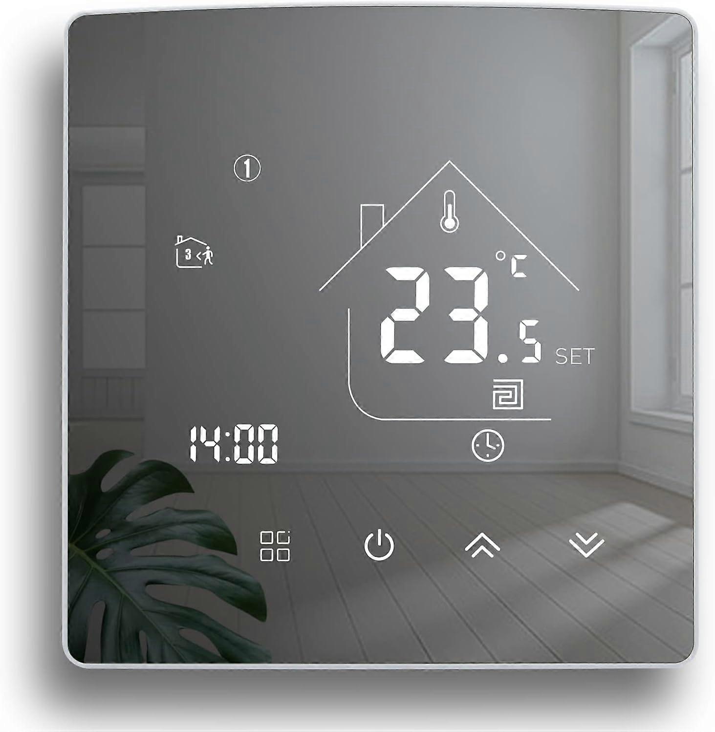 Mirror Thermostat Heating Thermostat Programmable Room Thermostat Digital Wall Thermostat for Water Heating Underfloor Heating 3A