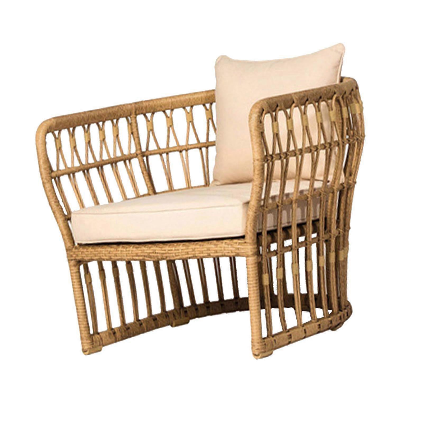 ソファチェアラウンジチェアリビングルームアパートメントオフィス用多目的PE籐78cmx75cmx65cmイエロー