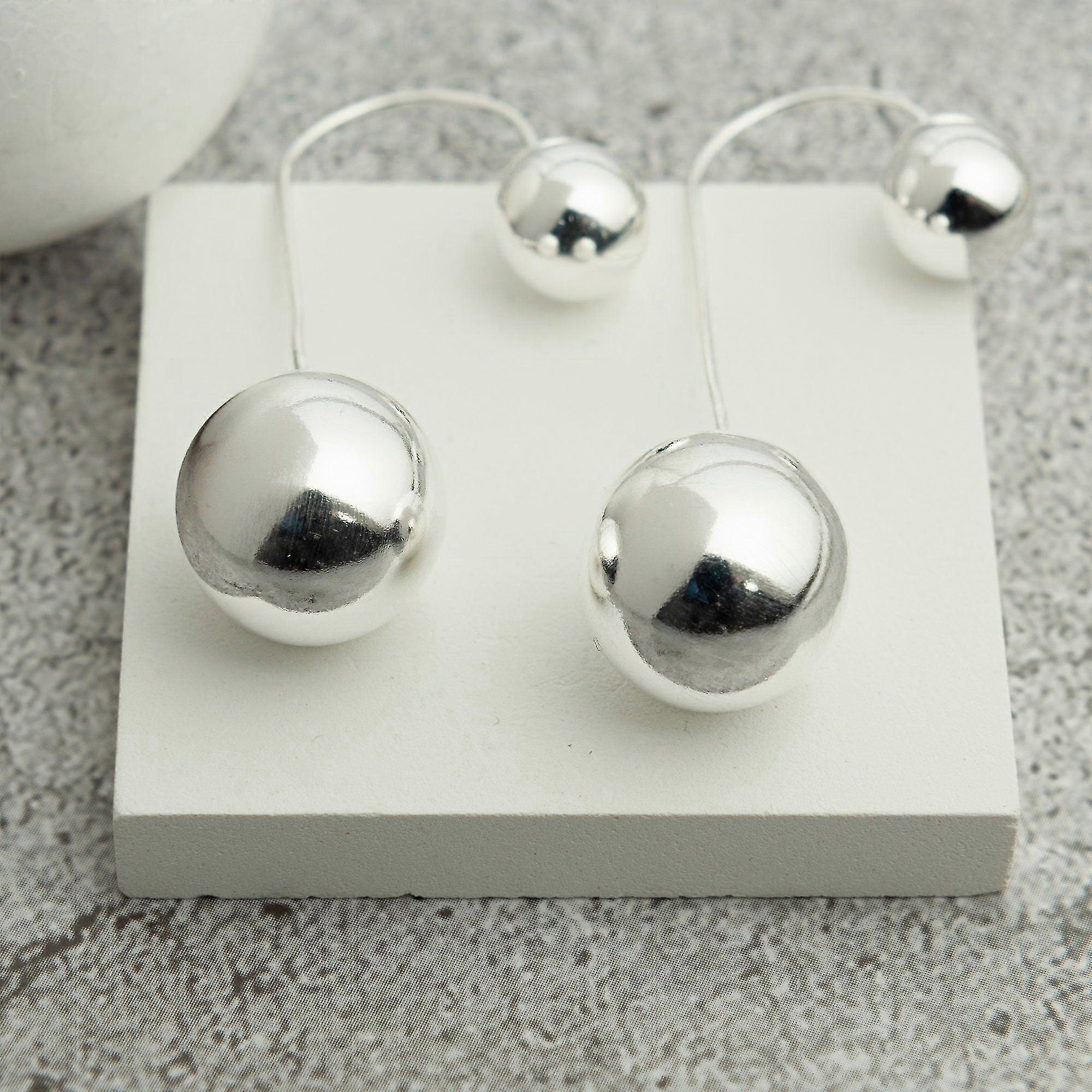 Silver big ball earrings