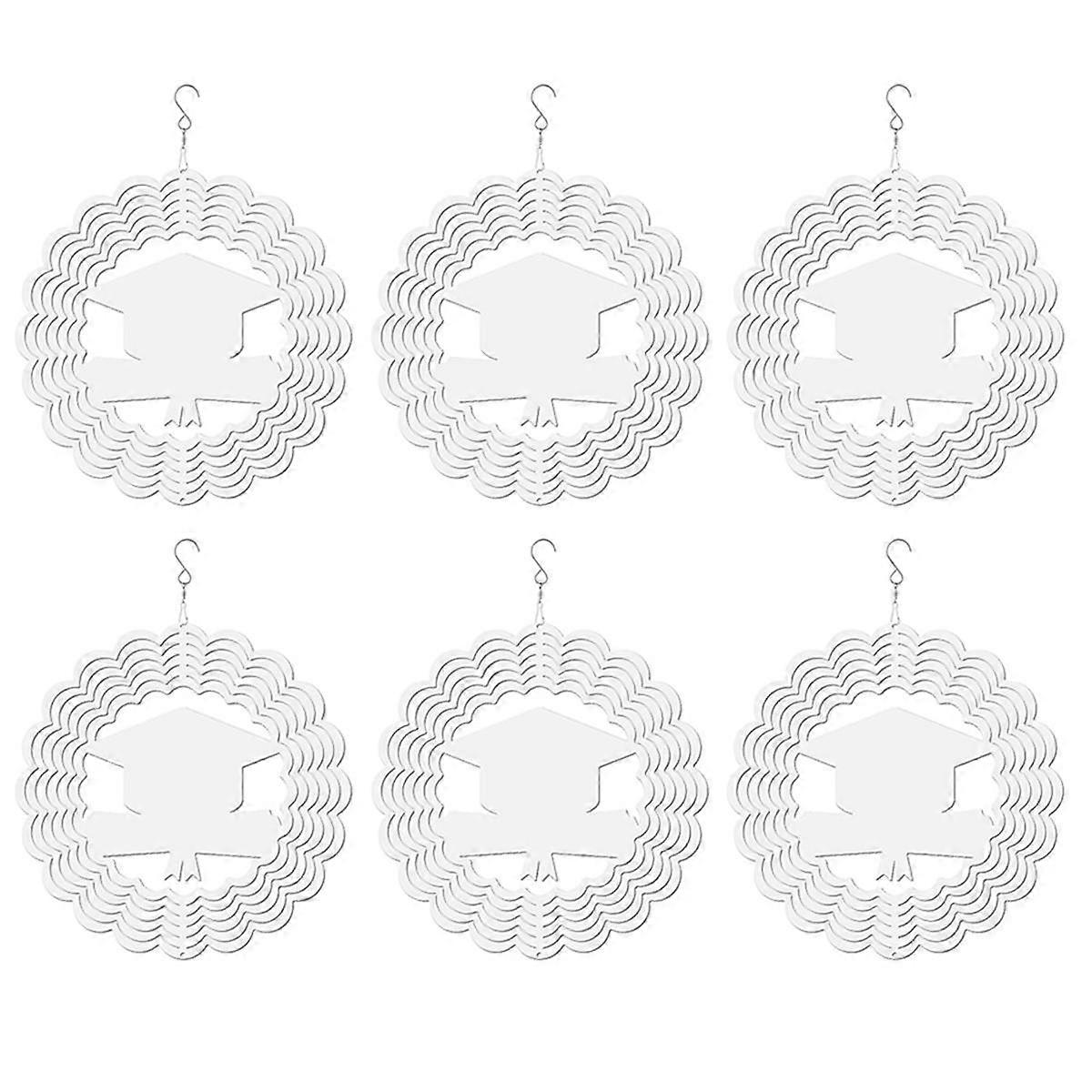 6Pcs Graduation Season 8 Inch Sublimation Wind Spinner Blanks 3D Wind Spinners Hanging Wind Spinners for Outdoor Garden