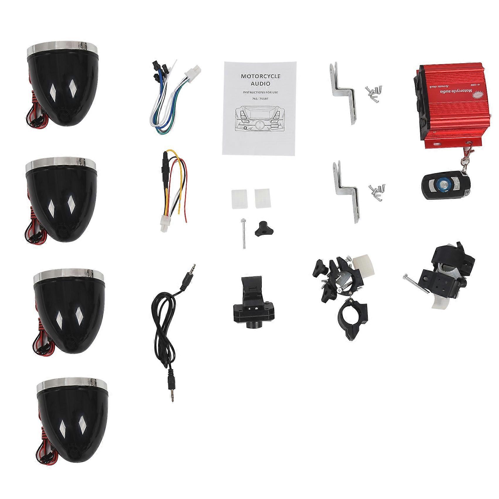 3 Inch Motorcycle Waterproof Bluetooth Speakers 4 Channel Amplifier Mp3 Audio Stereo Amp System