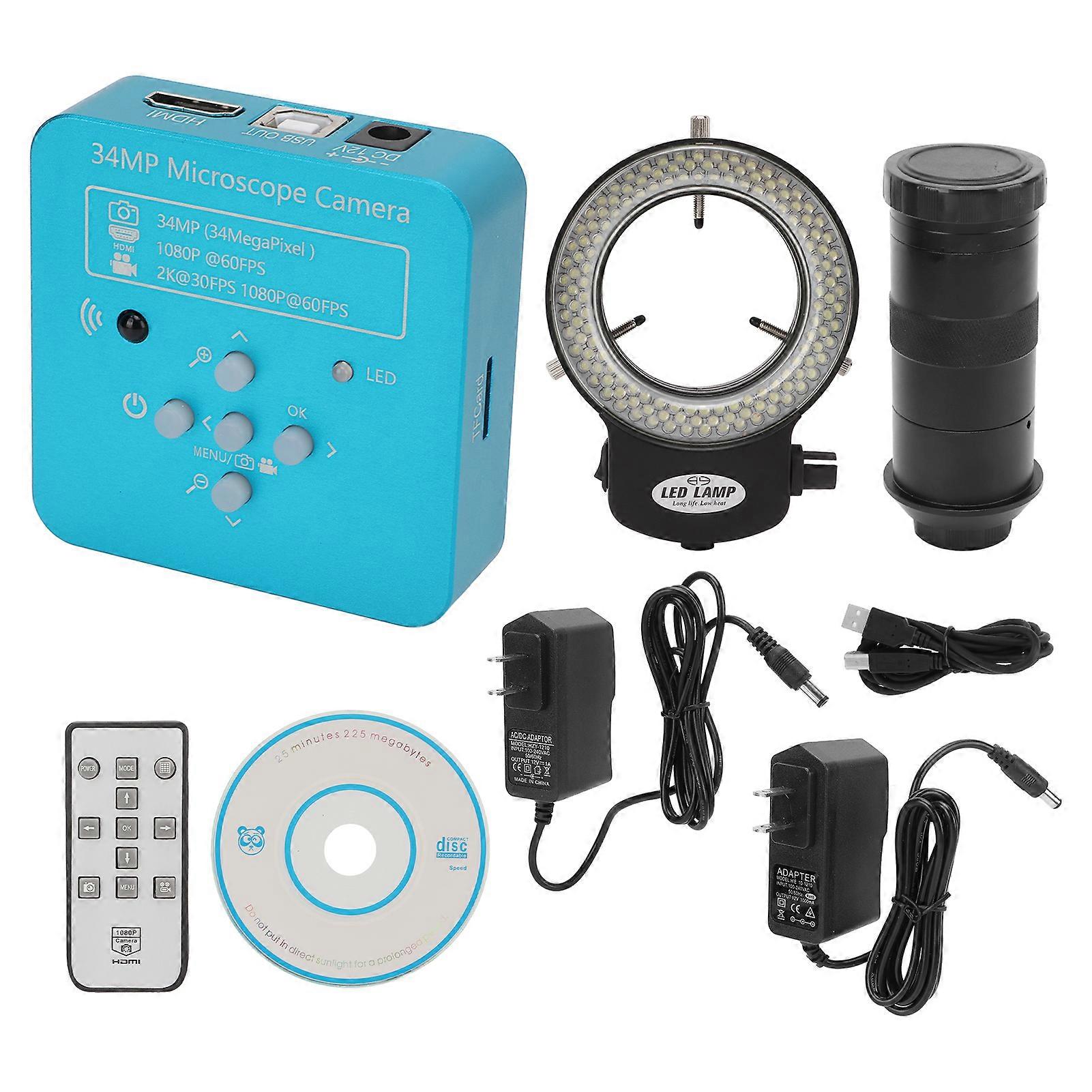 Fotocamera per microscopio 60FPS USB 34 milioni PX 10130X Ingrandimento con 144 luci LED per microstruttura AC100240VUS spina