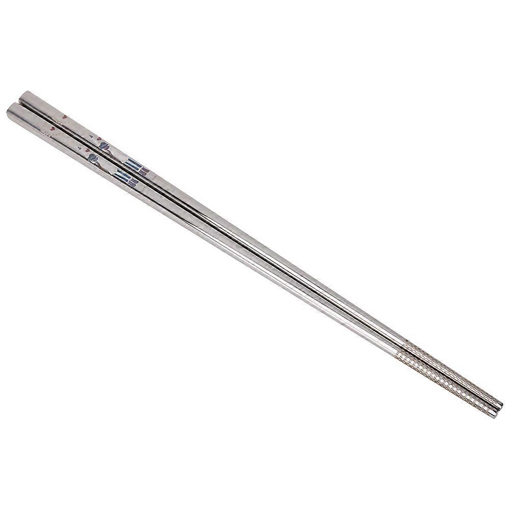 1 Pair Portable Stainless Steel Sushi Chopsticks  Engraving Pattern Tableware