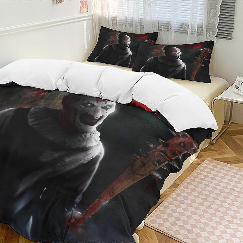 x313 Terrifier Conjunto de Cama de 3 Peças Quente e Confortável Conjunto de Cama com 1 Capa de Edredom e 2 Fronhas para Quarto b313