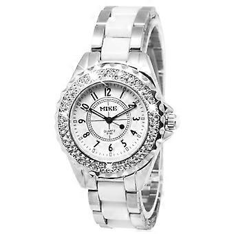 Reloj de acero inoxidable de cuarzo blanco hombres diamante / reloj de pareja