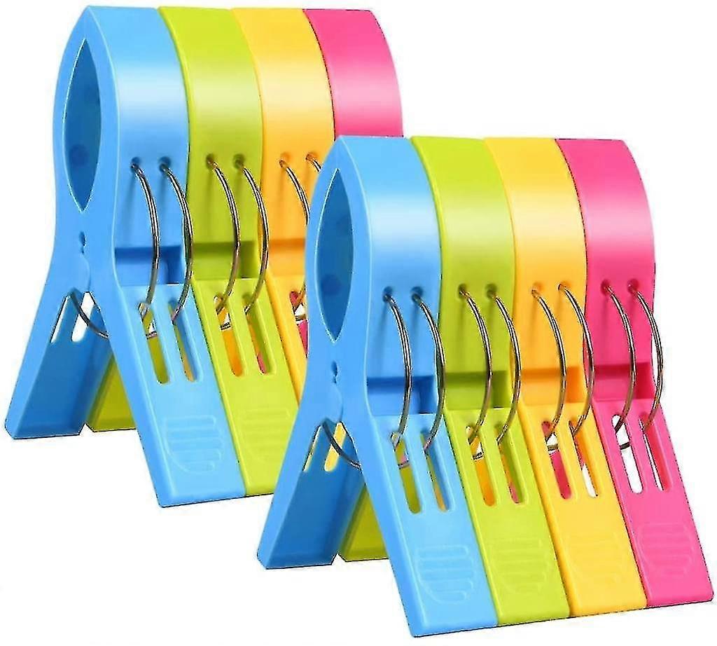 8 Giant Clothes Pegs, Beach Towel Clips, Strong Towel Clips, Windproof Clips On Beach Wimm