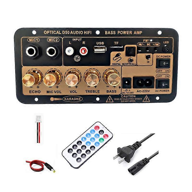 Bluetooth-Digitalverstärkerplatine mit optischem Audioeingang, Karaoke-Verstärker, Subwoofer-Verstärker für Zuhause/Auto