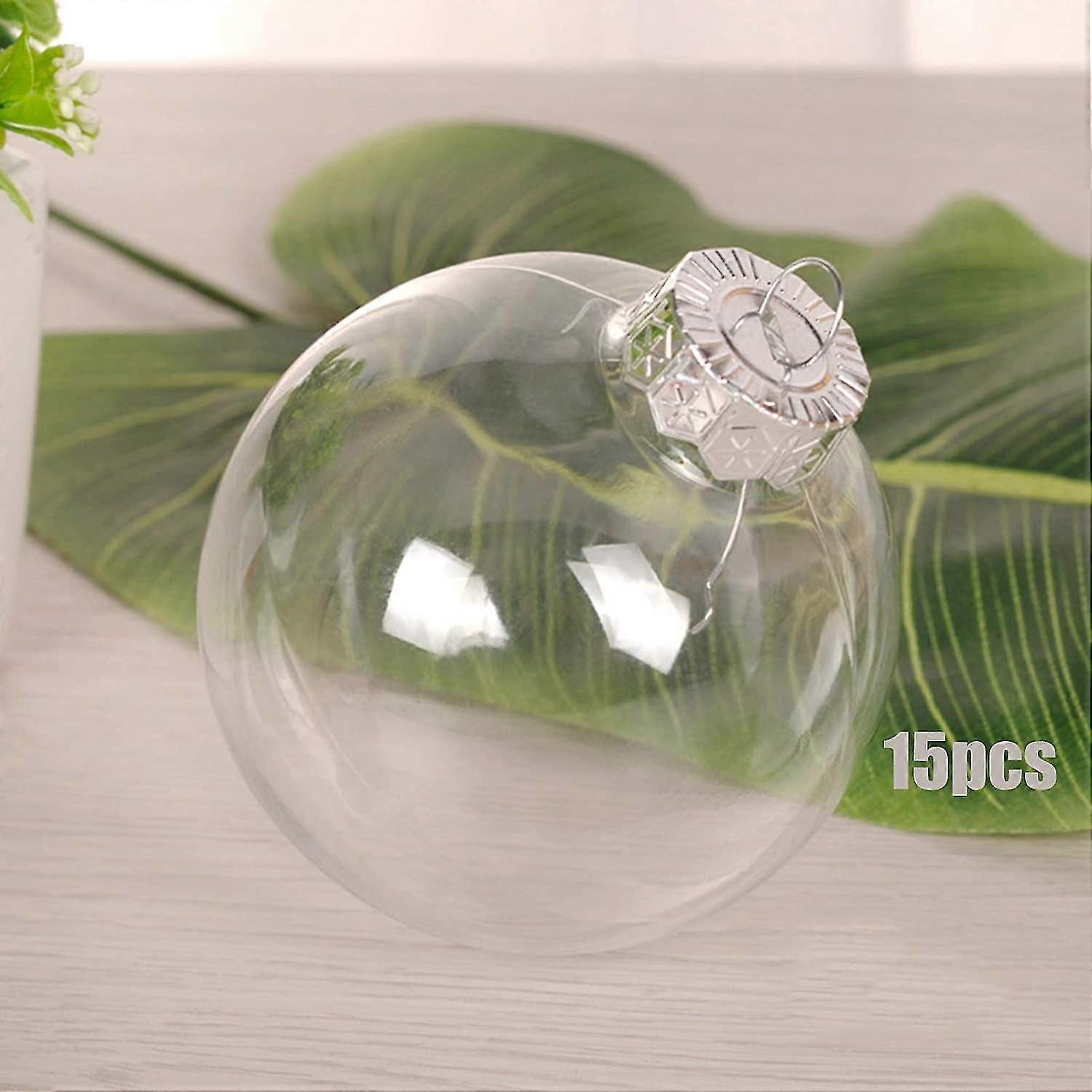 15 Stück Weihnachtskugeln aus Kunststoff, durchsichtig, rund, transparent, Christbaumkugeln, DIY, transparente Kugeln, hängende Ornamente für Weihnachten, Hochzeit, Party, Dekoration