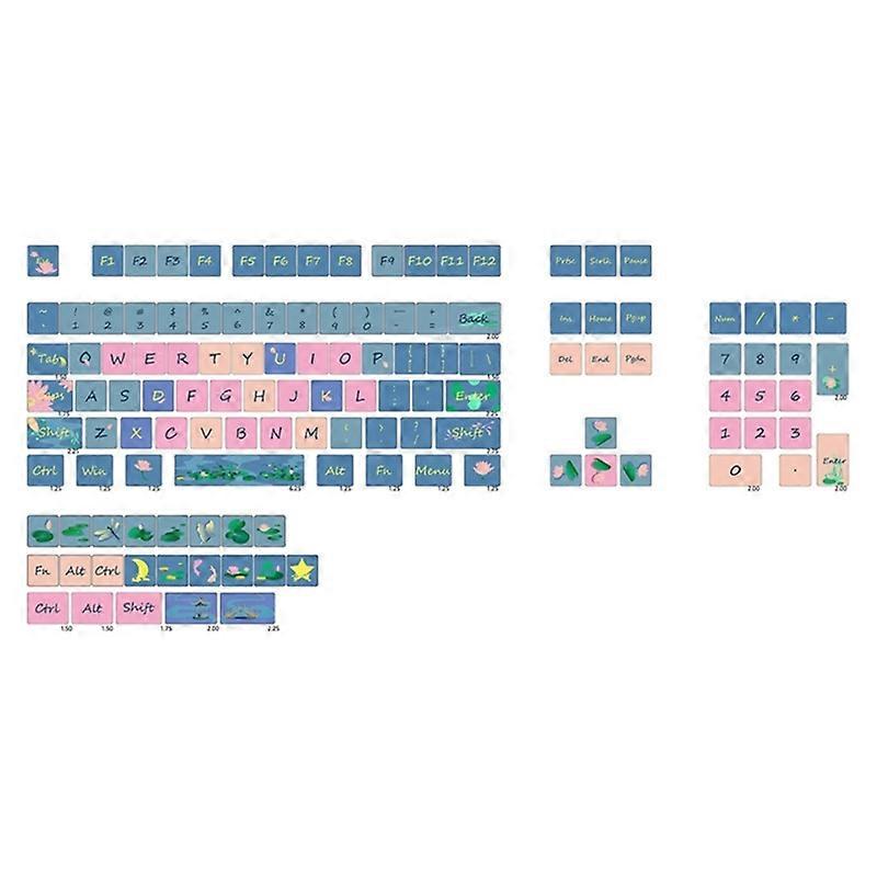 Hechi Lotus Night Keycaps XDA Profile PBT DyeSublimation 126 Keys Keycap Set