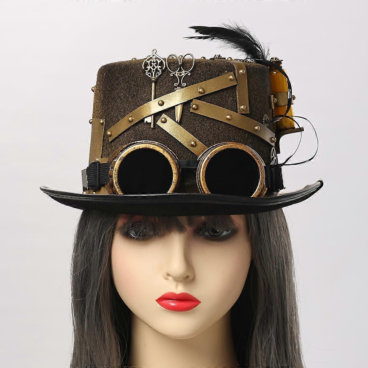 Punk Style Real Leather Biker Cap With Rivet Details - Adjustable Steampunk Fashion Hat