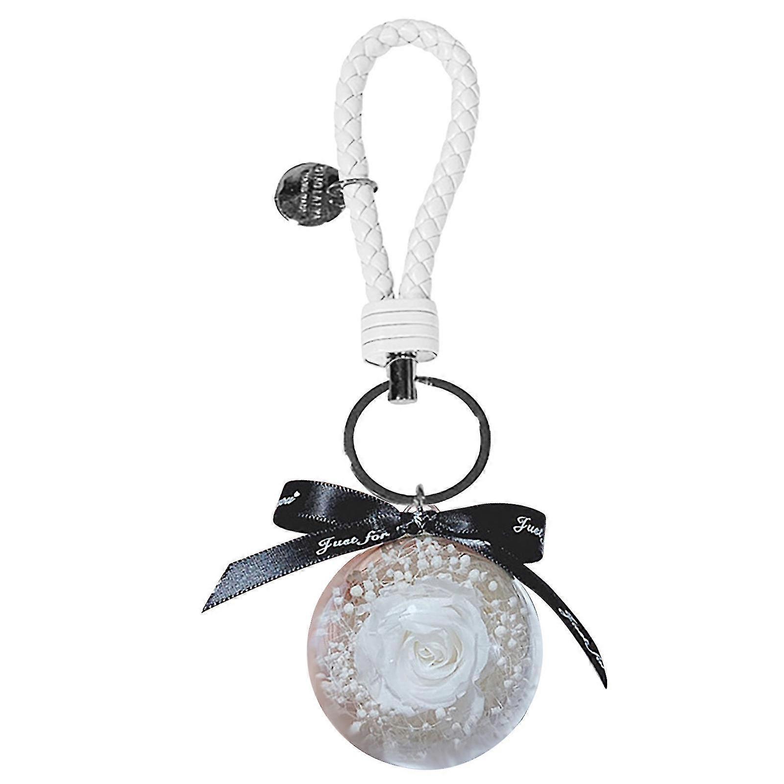 Eternal Flower Rose Keychain Car Hang Leather Keychain Ring Keychain