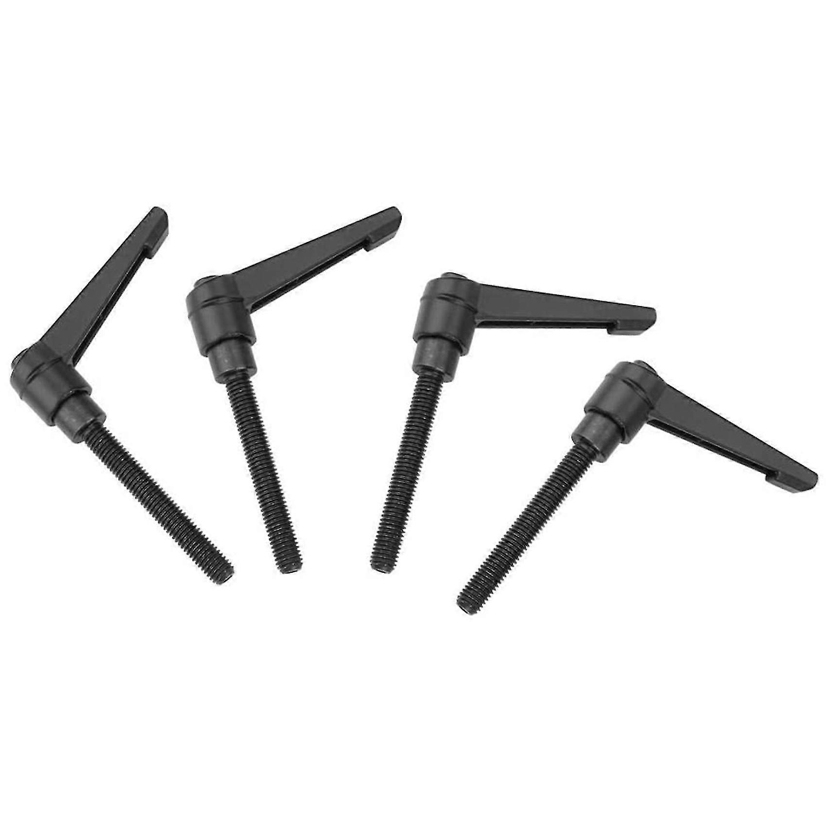 4 Pcs Clamp Lever Handle, M8 Stainless Steel External Thread Adjustable Handle Machine Handle, Blac