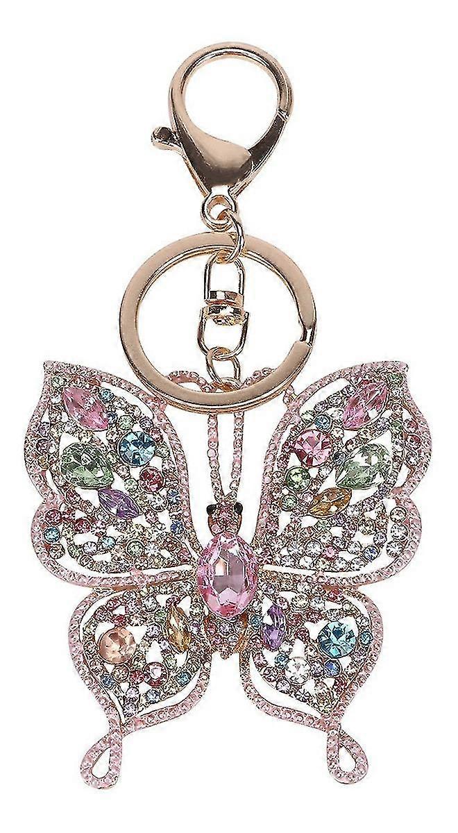 Alloy Electroplate & Drilling Super Sparkling Butterfly Keychain Car Key Ring For Girls Bag Pendant Shape Car Keyring Car Pendant Ornament Hanging Ba