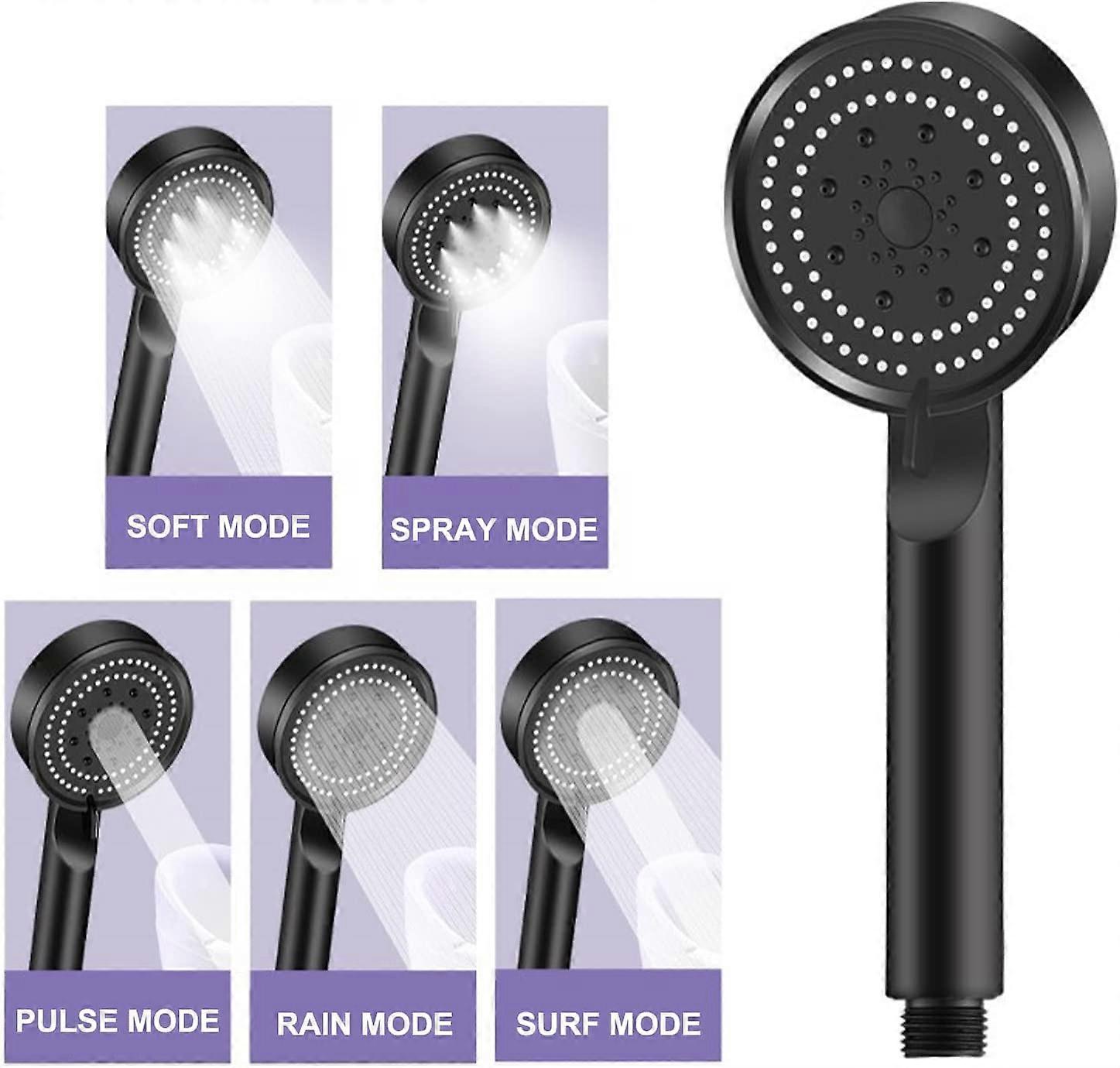 High Pressure Shower Head, Handheld Shower Head with 5 Spray Mode, High ...