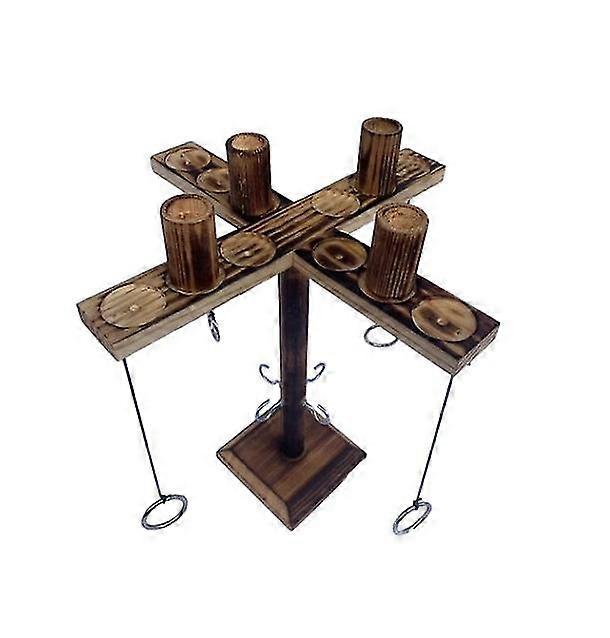 Hook And Ring Toss Battle Game Handmade Wooden Interactive Drinking Games Toys