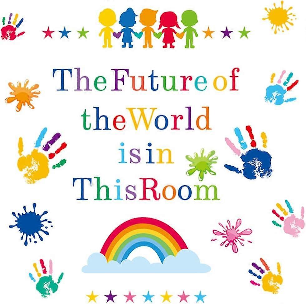 7 Sheets Inspirational Quotes Wall Decal Stickers PVC Waterproof Self Adhesive Classroom Handprint Wall Decals Removable Rectangle for Window Decor DI