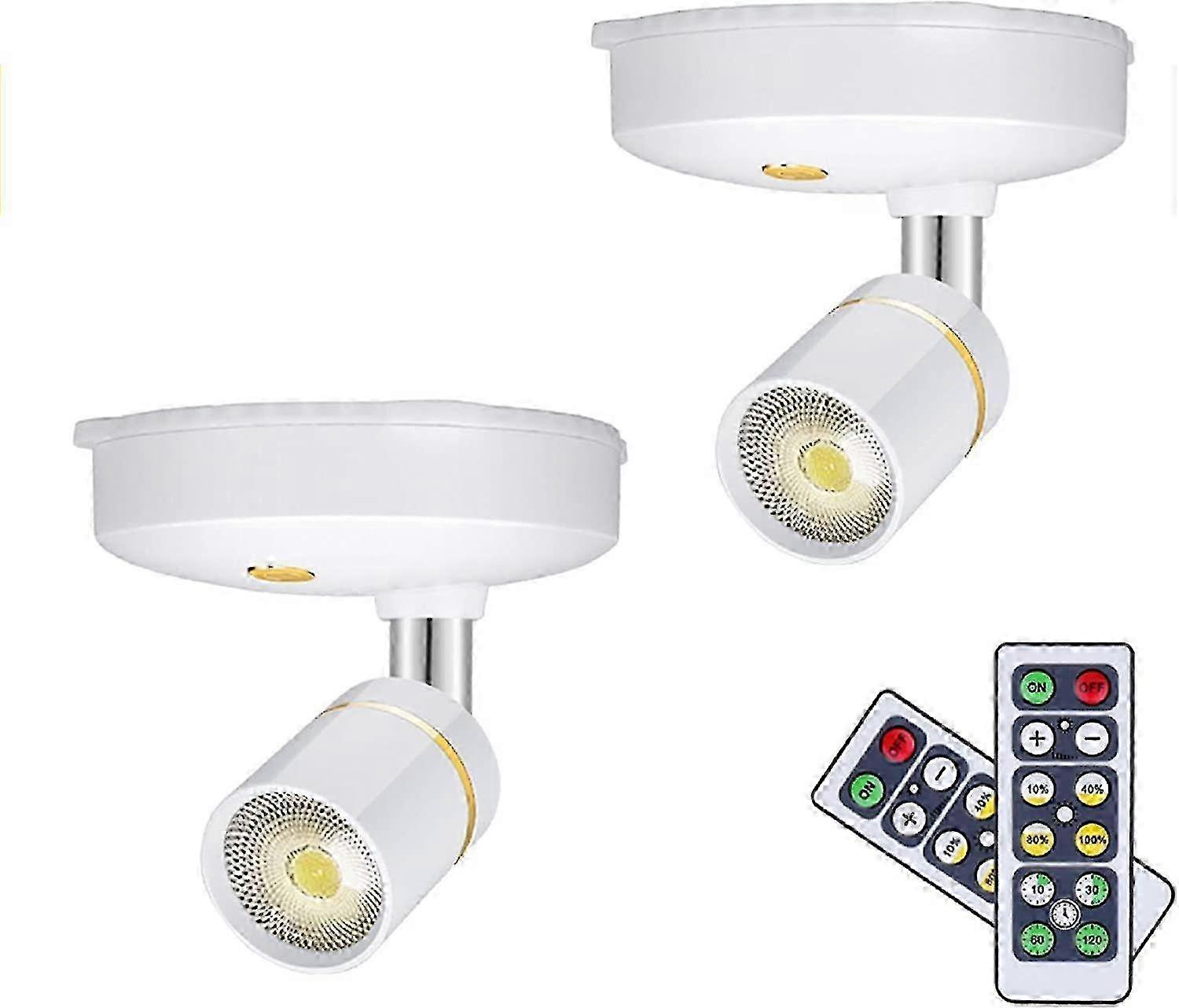 Wireless Spot Lights Battery Operated Picture Lights Mini Accent Lights Indoor Dimmable LED Spotlight with Remote Stick on Anywhere Rotatable Wall War