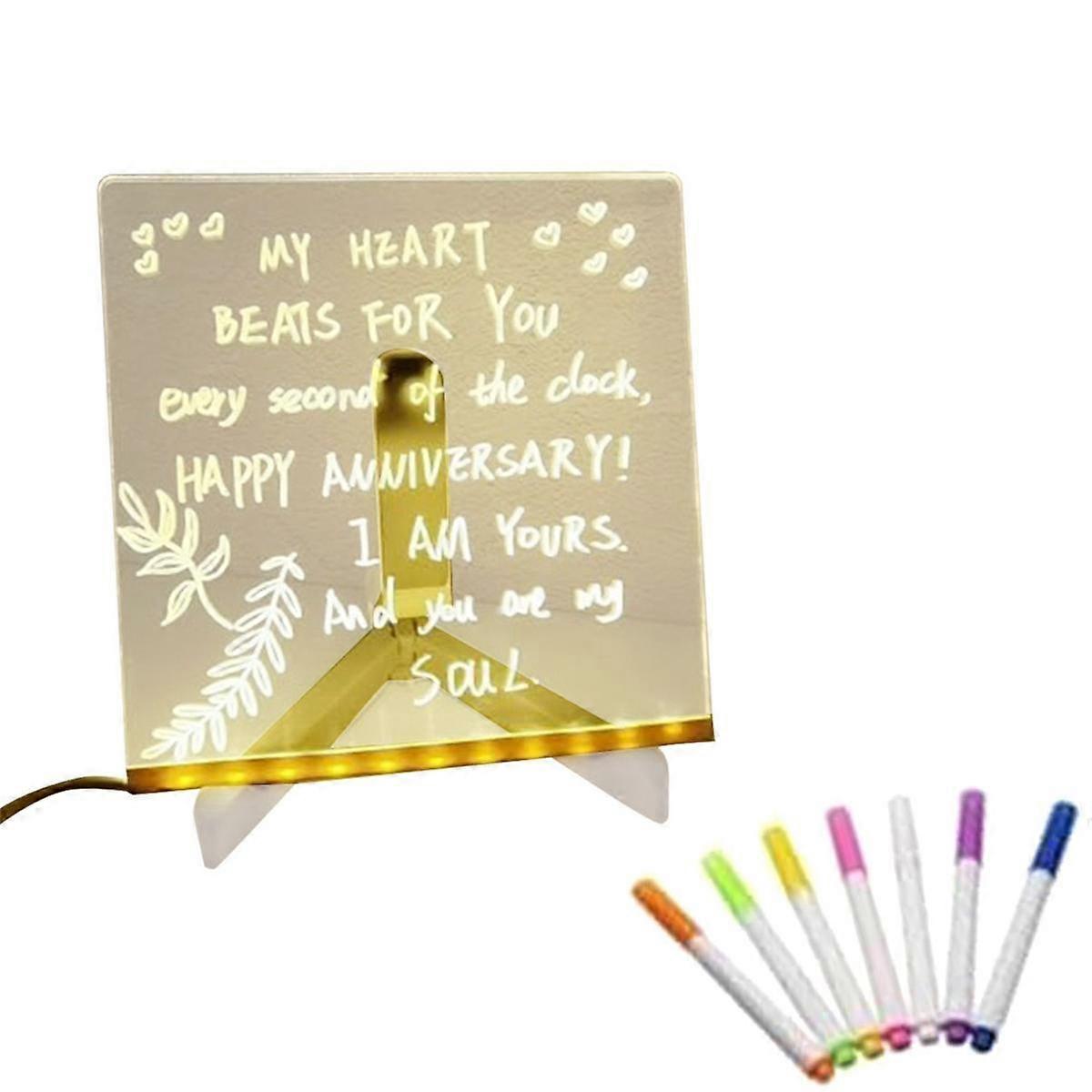 LED Note Board with Colors, Acrylic Dry Erase Board with Light, Glowing Acrylic Message Marker Boar