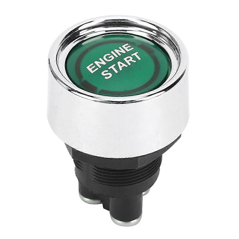 LED Engine Start Switch Ignition Starter Engine Start Stop Button for RVs Racing CarGreen