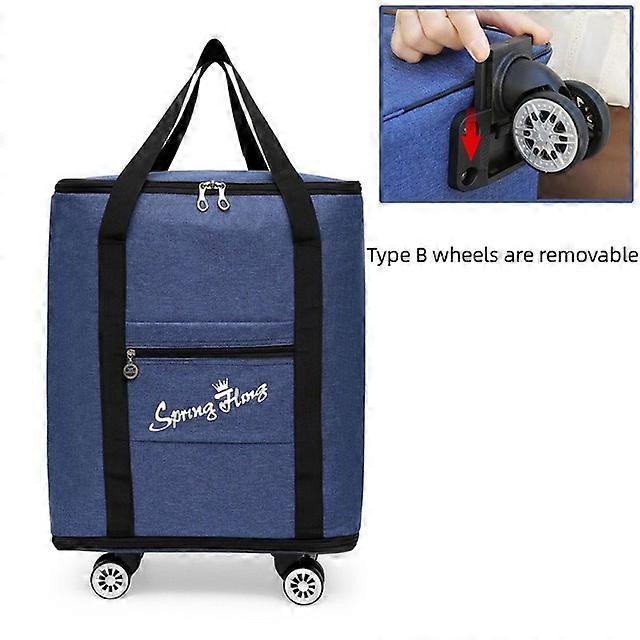 Checked Trolley Case Detachable Wheels Folding Large-capacity Travel Bag Oxford Cloth Checked Storage Universal Wheels Suitcase