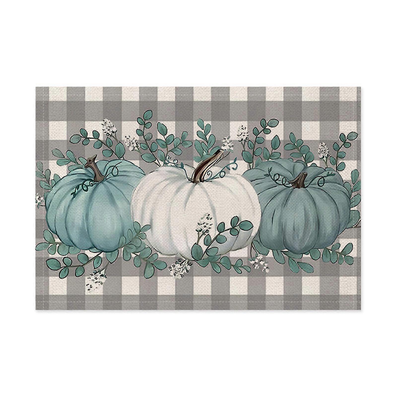Large Linen Placemat with Festive Pumpkin Print