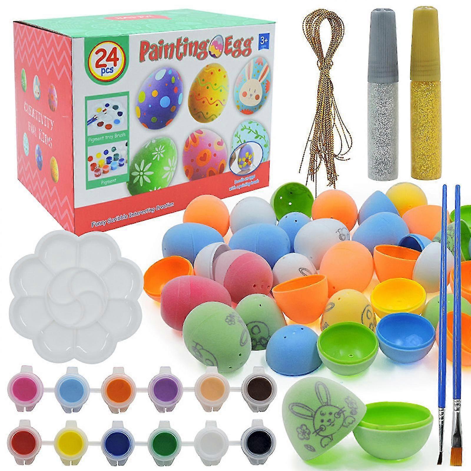 24pcs Diy Drawing & Coloring Egg Toys-easter Eggs Painting Kit,fillable Easter Egg