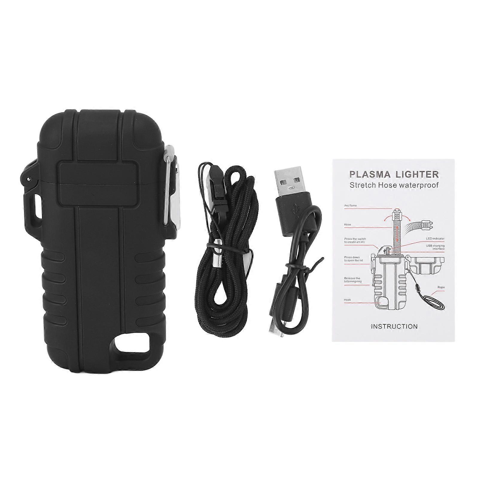 USB isqueiro recarregável à prova de vento Dual Arc Lighter impermeável isqueiro elétrico sem chama com furo suspenso para acampamento