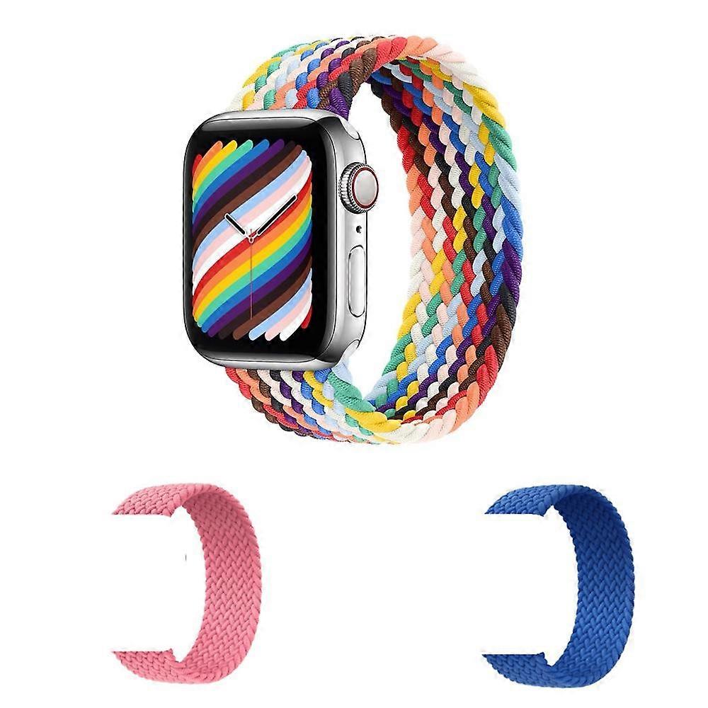 3 Pack Braided Strap Compatible with Apple Watch Band 38mm 40mm 41mm ,Elastic Adjustable Nylon Sport Replacement Wristbands for iWatch Series 7 6 5 4