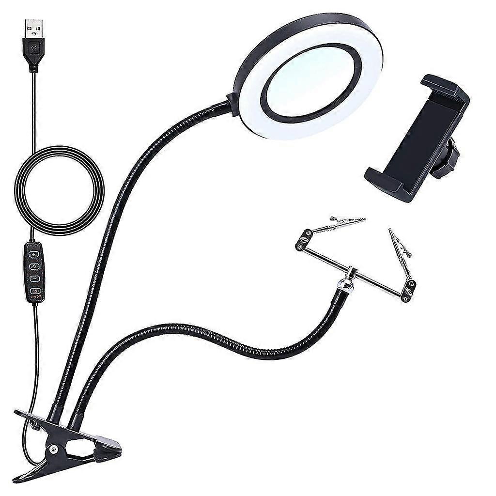Magnifying Lamp 10x Magnifying Glass With Light & Stand Magnifier Desk Lamp