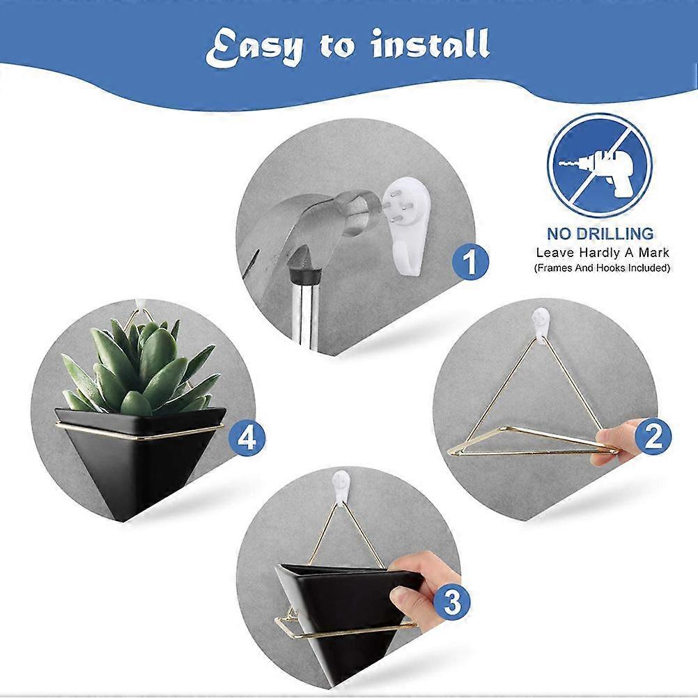 Ceramic Wall Planter 2Pcs Triangular Mini Succulent Hanging Planter Modern Home Decor