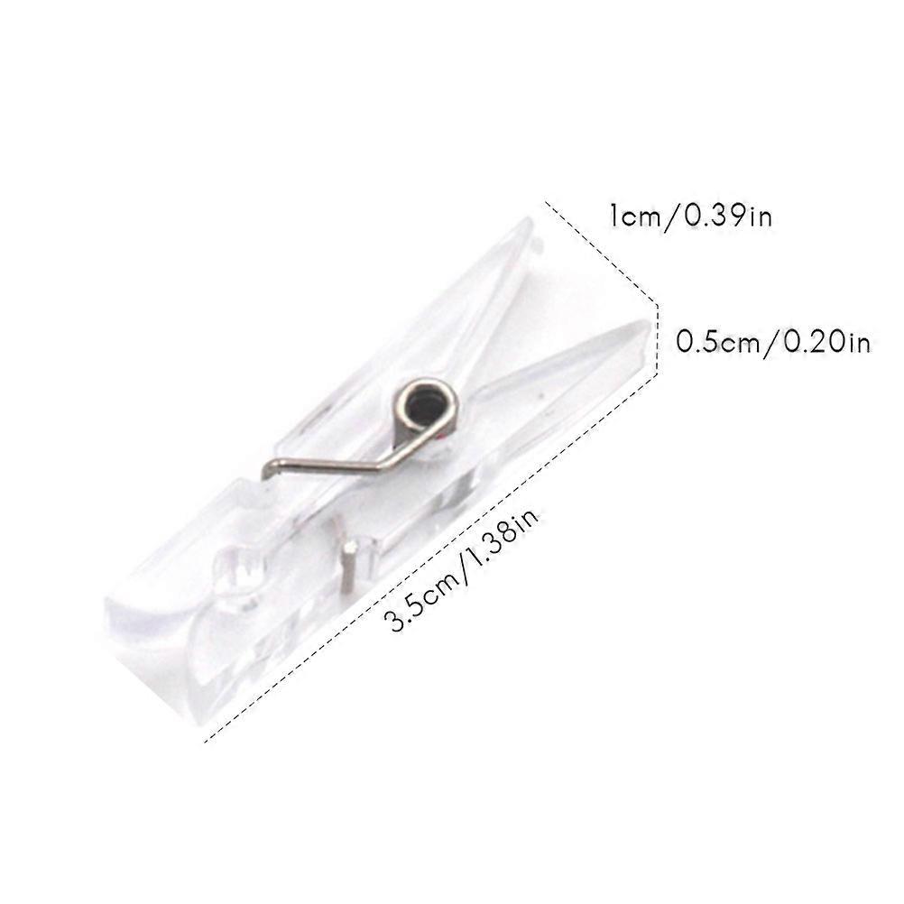 100Pcs Mini Transparent Plastic Clothespins Utility Paper Clip Clips