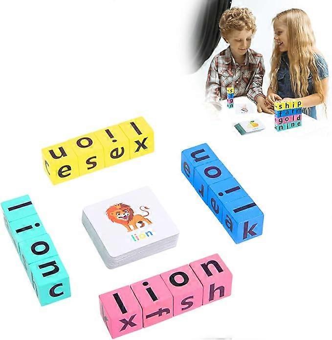 Crossword Puzzle, Wooden Alphabet Blocks Spelling Game, Word Spelling Building Cubes Toys,100% New
