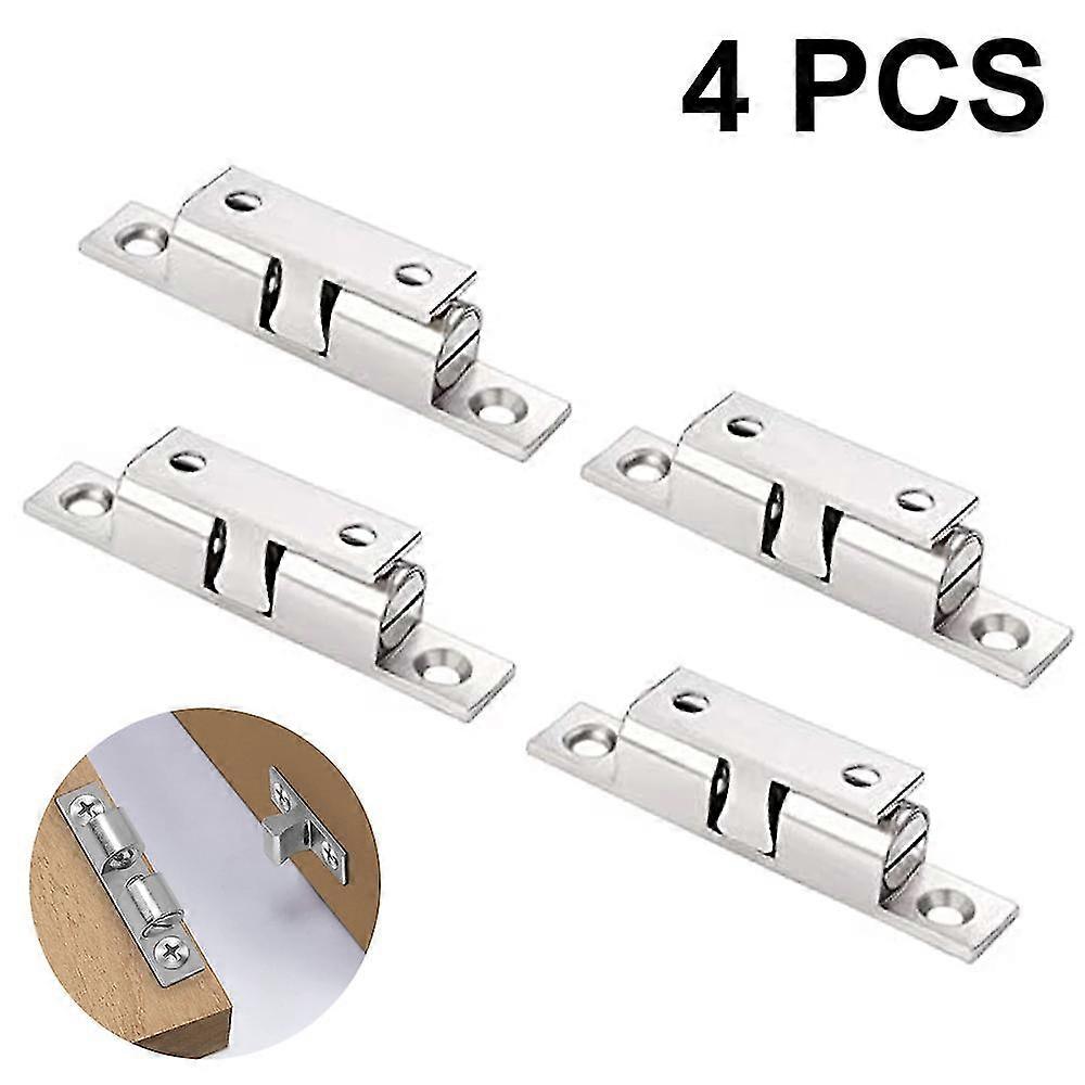 4 Pieces Double Roller Catch, High-percompatible Withmance Cabinet Lock(Silver white)