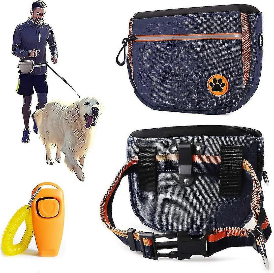 ドッグトリートポーチ、調節可能なウエストバンドと内蔵の犬のゴミ袋ディスペンサー付き犬の訓練ポーチバッグ、ポータブル犬の散歩袋を閉じる自動、4つの方法