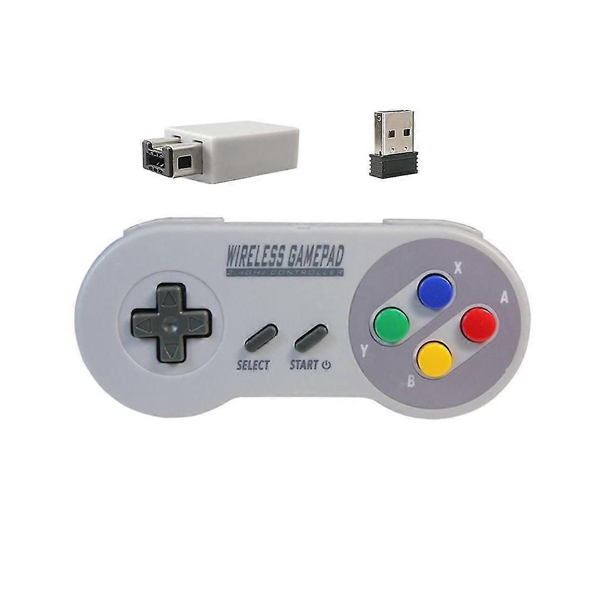 Game Controller Trådløs 2.4G Gamepad Joypad Joystick Kompatibel Velegnet til SNES Mini PC Windows NS Switch Farverig knap