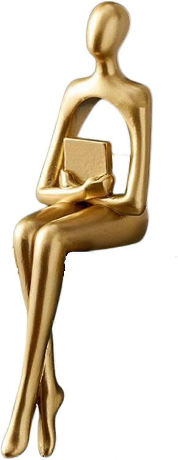 Golden Abstract Shelf Figurines, Abstract Man Statue Collection Cutout Art Action Statue Ornament Ornament For Study Office (d)