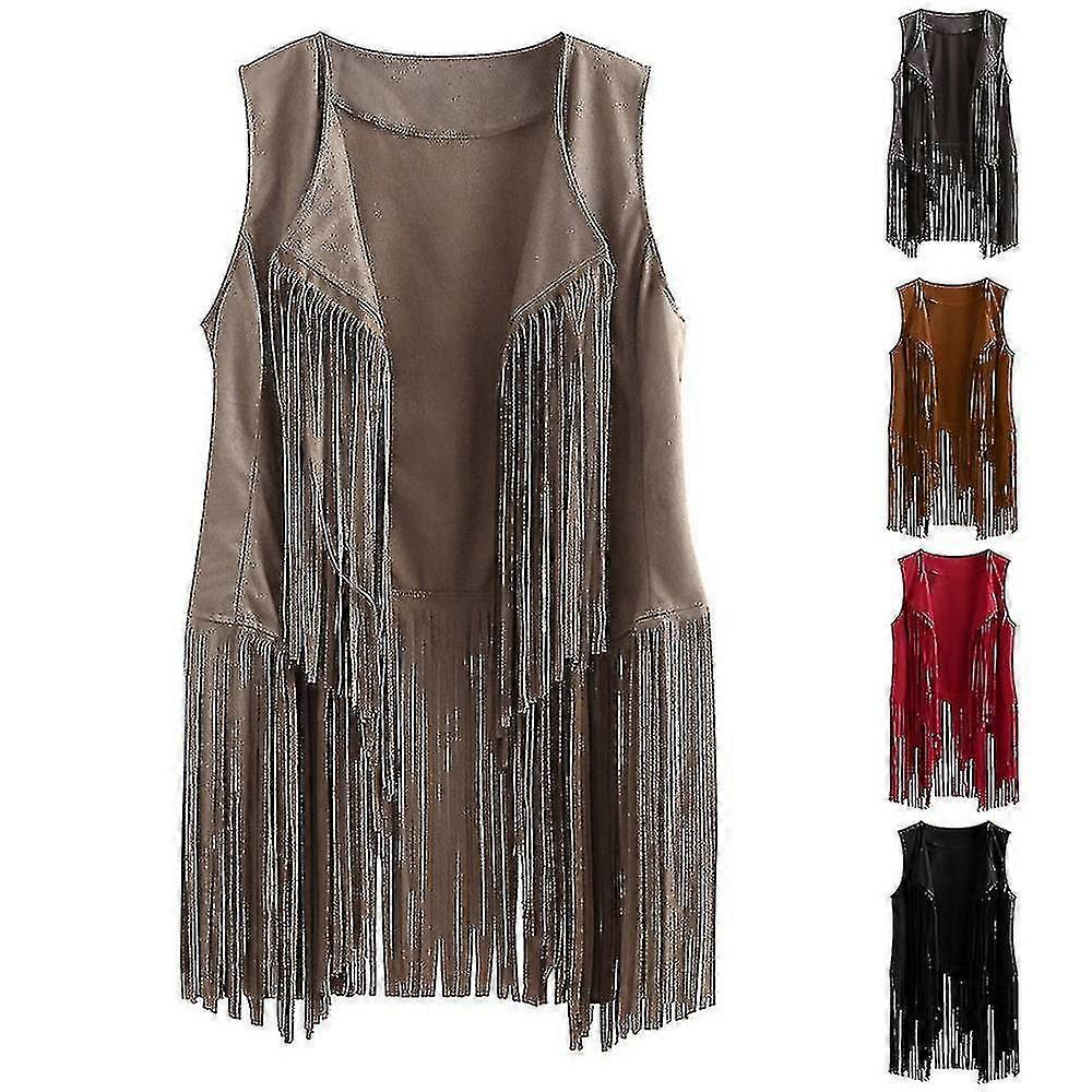 عشرينيات القرن العشرين المرأة رعاة البقر شرابة صدرية بلا أكمام سترة الهبي سترة الرجعية معطف دراجة نارية-يوجيا-يوجيا