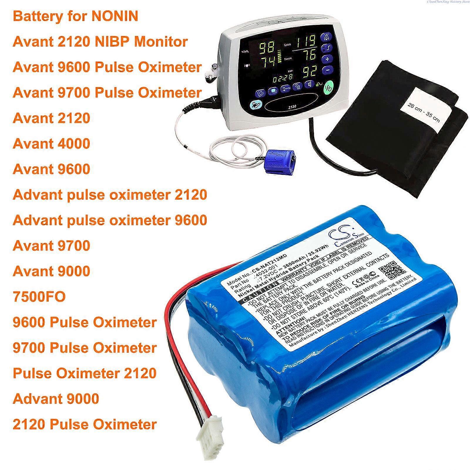 CS 3600mAh Battery for NONIN Avant 2120 NIBP Monitor, Avant 2120, Avant 4000, Avant 9600, Avant 9700,Avant 9000,7500FO