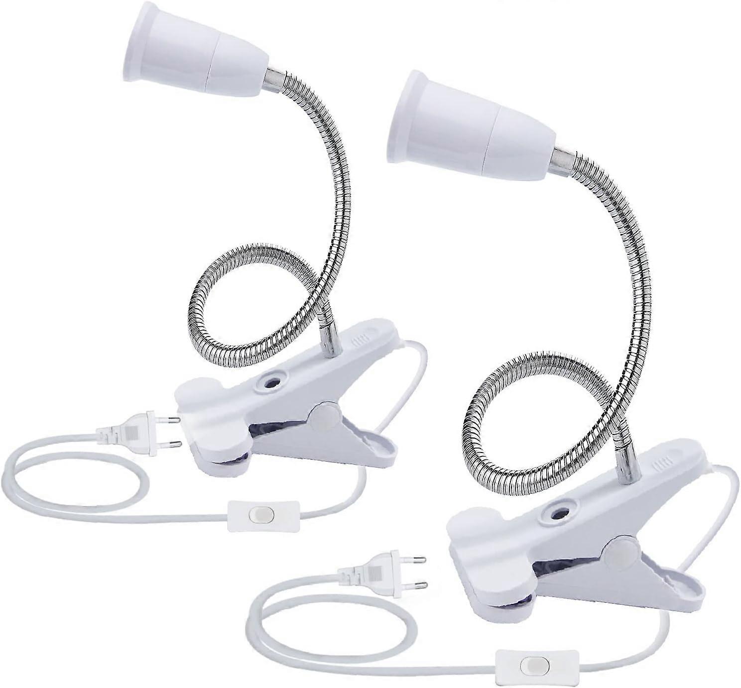 2PCS LED Table Lamp Base E27 Clamp Bulb Socket Gooseneck Lamp Holder Base Table Lamp Clip Base with Switch 360 Socket Lamp