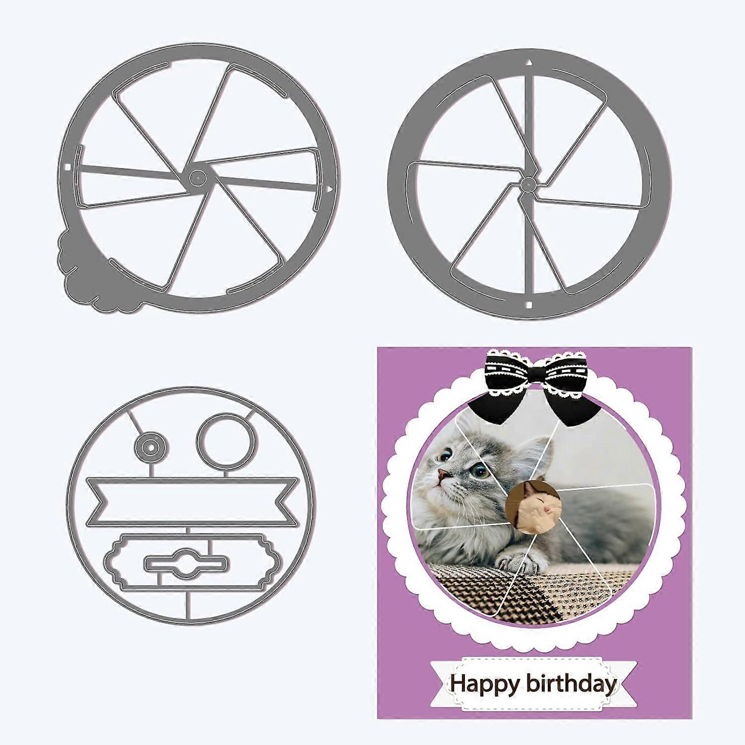 3Pcs Magic Window Slider Cutting Dies Metal Camera Lens Embossing Stencils Die Cuts for Paper Card Making Decoration DIY Scrapbooking Album Craft Deco