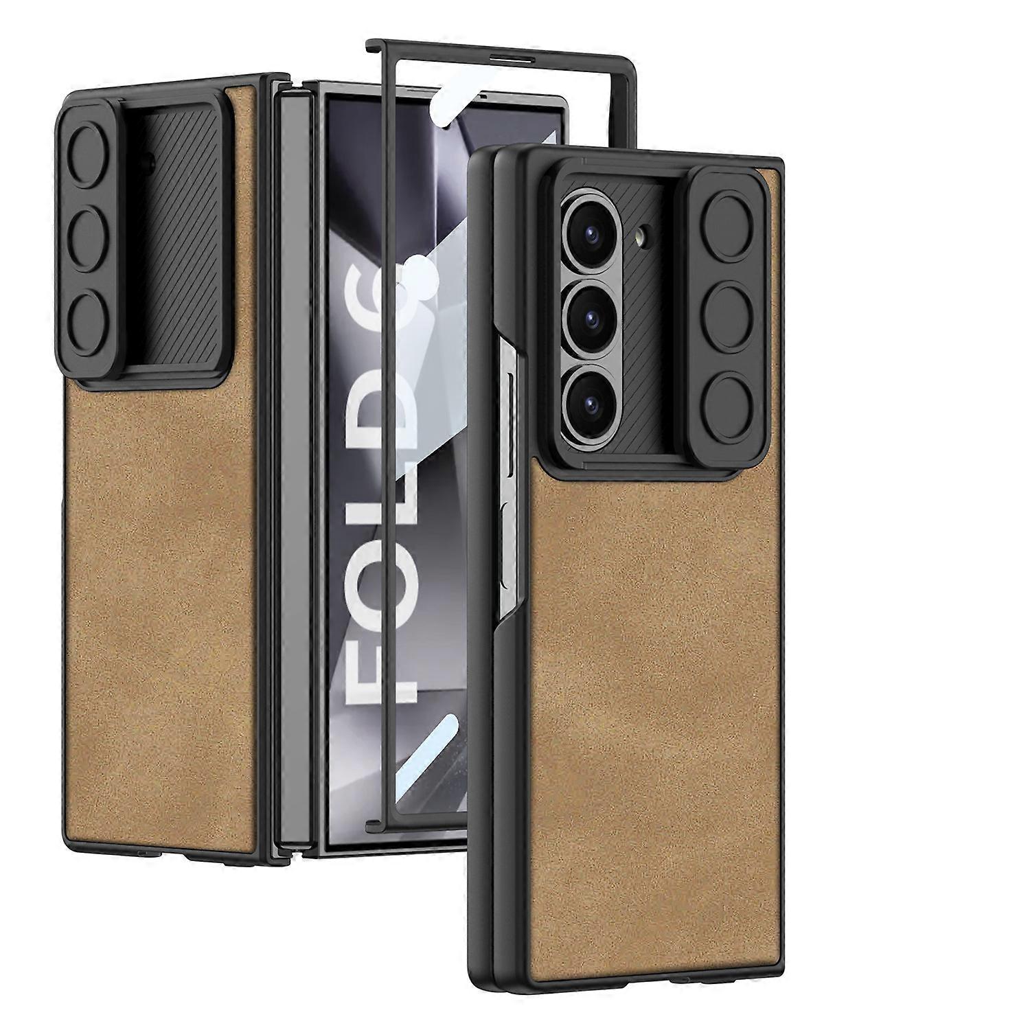 For Samsung Galaxy Z Fold 6 Case with Built-in Screen Protector & Sliding Lens Cover, Sturdy Durable Protective Phone Cover Case for Galaxy Z Fold 6