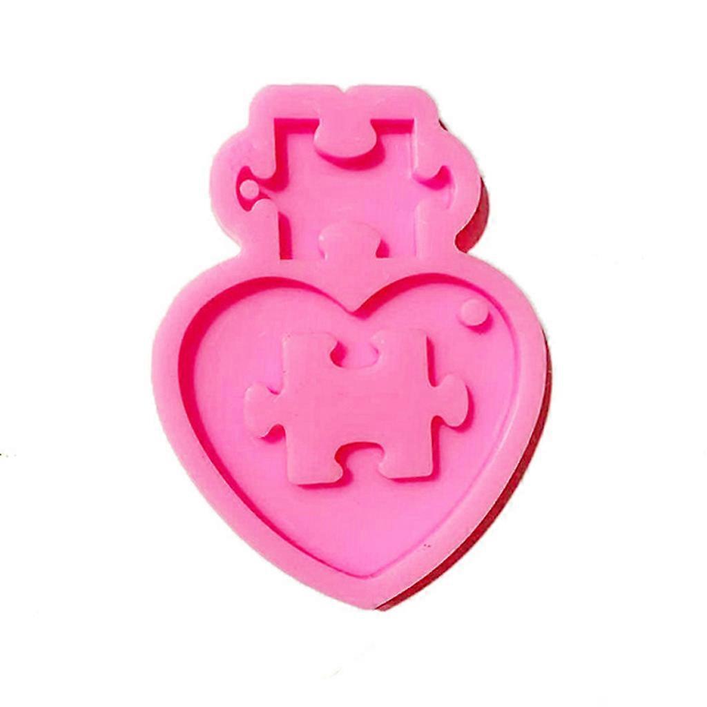 Puzzle Keychain Epoxy Resin Decorative Mold with Hole Keyring Pendant Mold