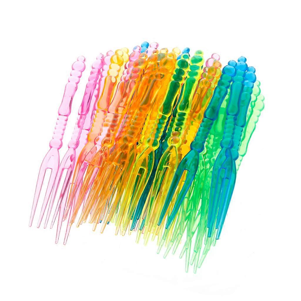 Disposable Plastic Fruit Fork 50Pcs Fruit Toothpick Outdoor Camping BBQ Frying