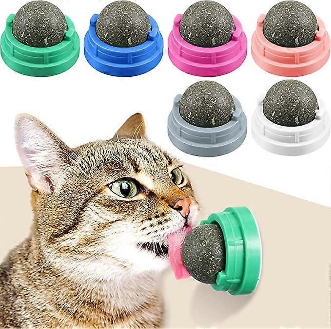 Silvervine Catnip Wall Balls Edible Kitty Catnip Wall Toys Licking Rotatable Cat Snack Ball Cat Wall Treats Safe Healthy Kitten Chew Toys for Cat Teet