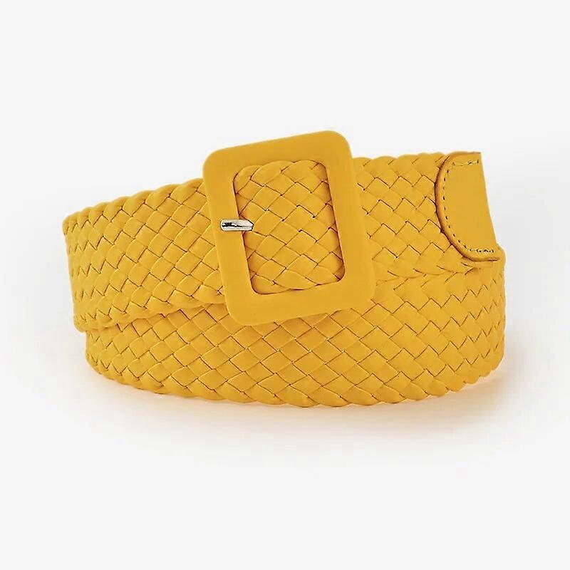 2023 New Candy Color Simple Woven Belt Fashion Korean Version Square Buckle Pin Buckle Belt For Young Women