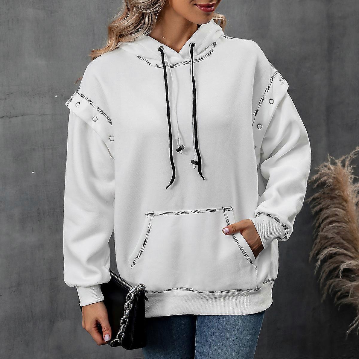 Women's Drop Shoulder Long Sleeve Hoodie with Drawstring