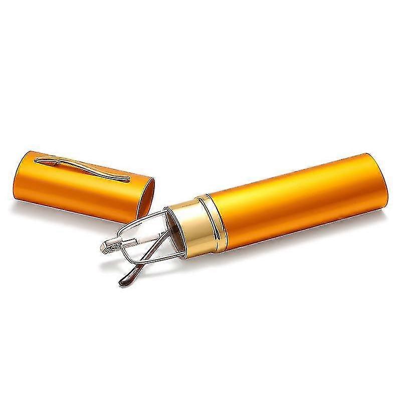 Lunettes de lecture Metal Spring Foot Lunettes de lecture portables avec tube (jaune)