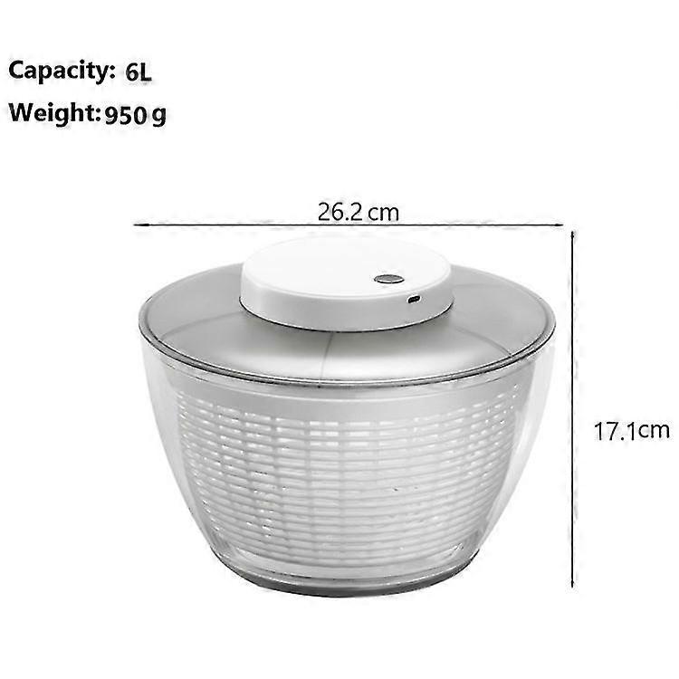 Electric Salad Spinner Fruit Vegetable Washer Dryer Vegetable Dehydrator-6L